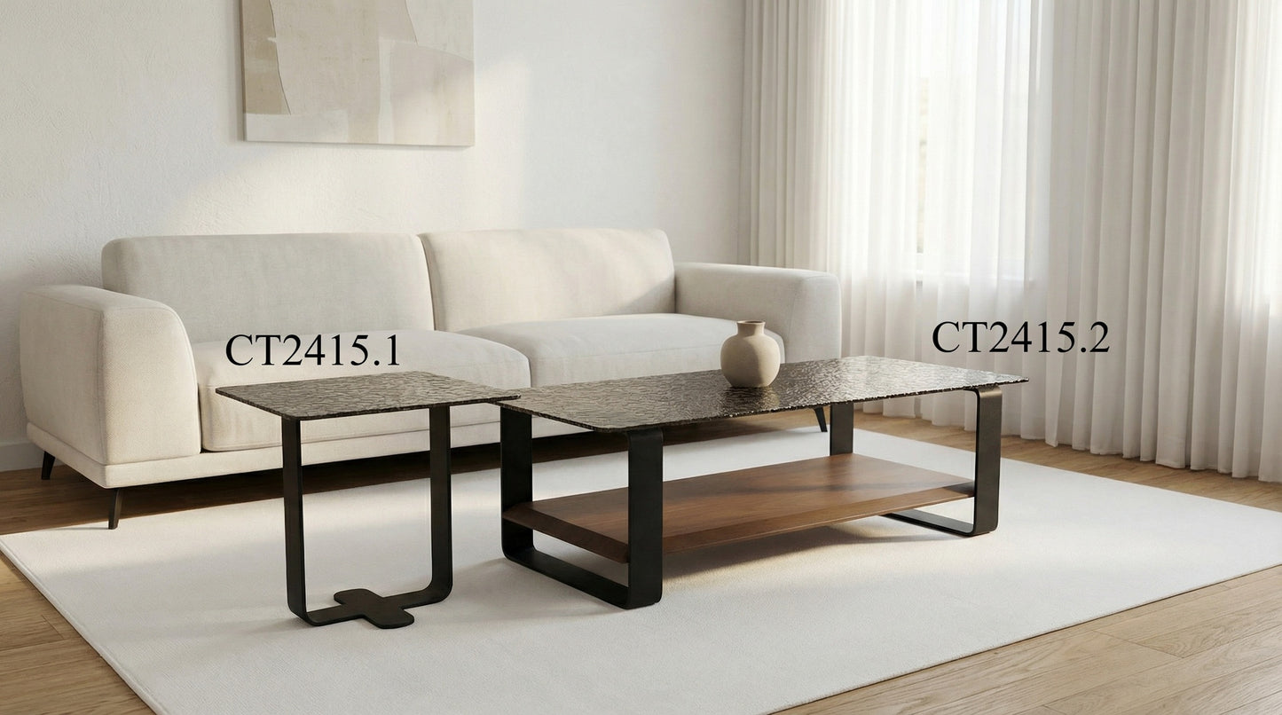 Couchtisch-Set Fusionsglas und Echtholzfurnier – CT2415 – Ahié