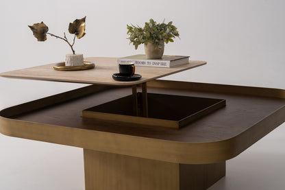 Couchtisch Furnierkorpus mit drehbarer Ablage oben – CT2418 – Ahié