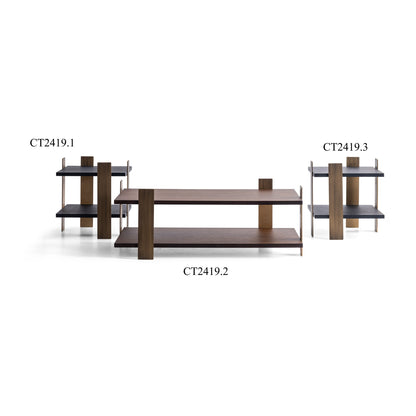 Couchtisch-Set Echtholzfurnier mit Messingoptik-Beinen – CT2419 – Ahié