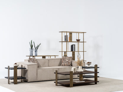 Couchtisch-Set Echtholzfurnier mit Messingoptik-Beinen – CT2419 – Ahié