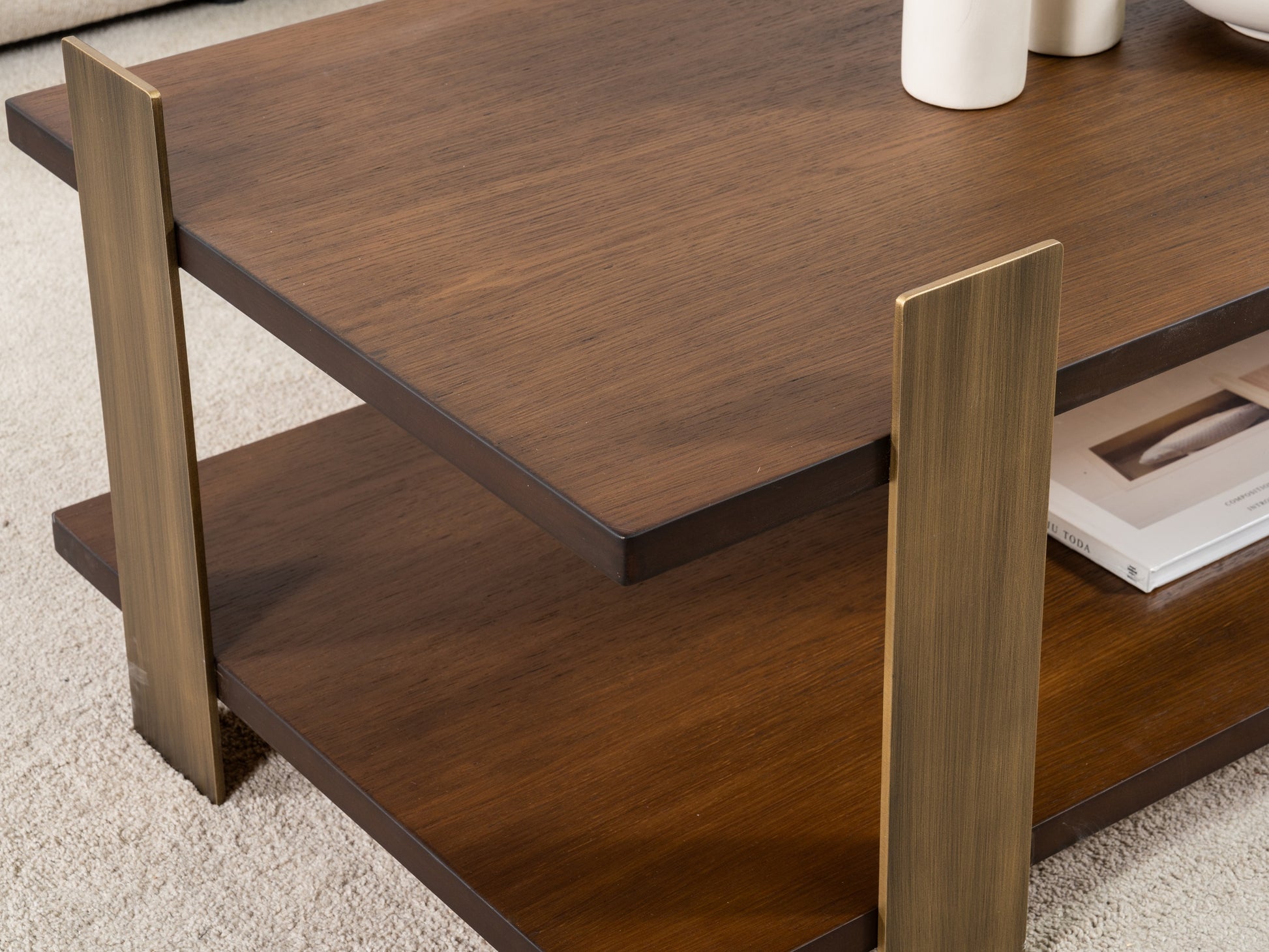 Couchtisch-Set Echtholzfurnier mit Messingoptik-Beinen – CT2419 – Ahié