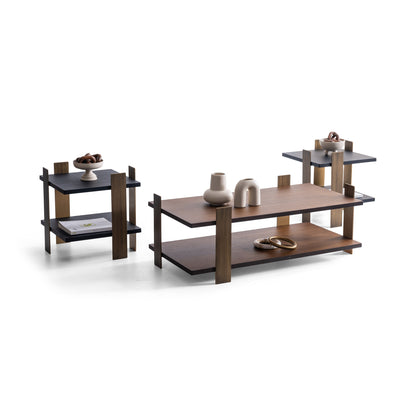 Couchtisch-Set Echtholzfurnier mit Messingoptik-Beinen – CT2419 – Ahié