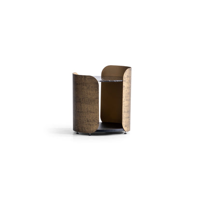 Rundes Couchtisch-Set Glasplatte Furnier mit Messingoptik-Akzenten – CT2422 – Ahié