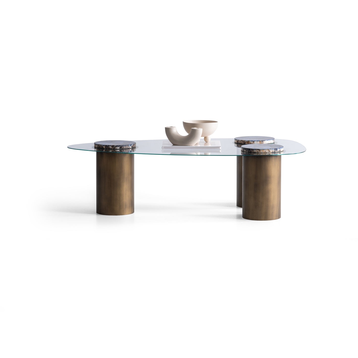Couchtisch-Set Glasplatte Marmoroptik Messingoptik – CT2423 – Ahié