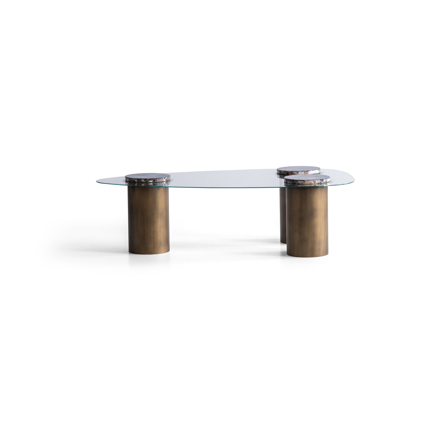 Couchtisch-Set Glasplatte Marmoroptik Messingoptik – CT2423 – Ahié