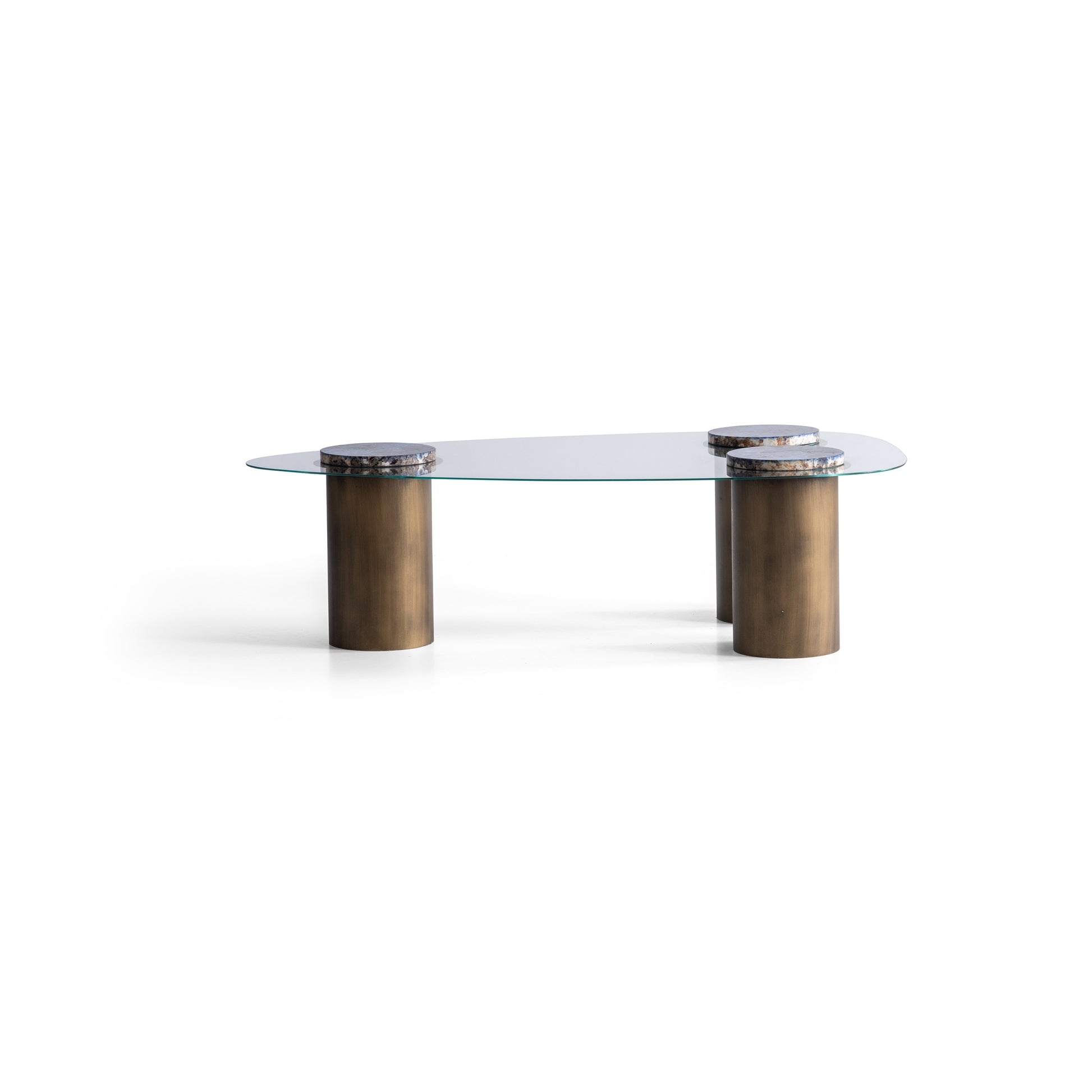 Couchtisch-Set Glasplatte Marmoroptik Messingoptik – CT2423 – Ahié