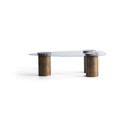 Couchtisch-Set Glasplatte Marmoroptik Messingoptik – CT2423 – Ahié