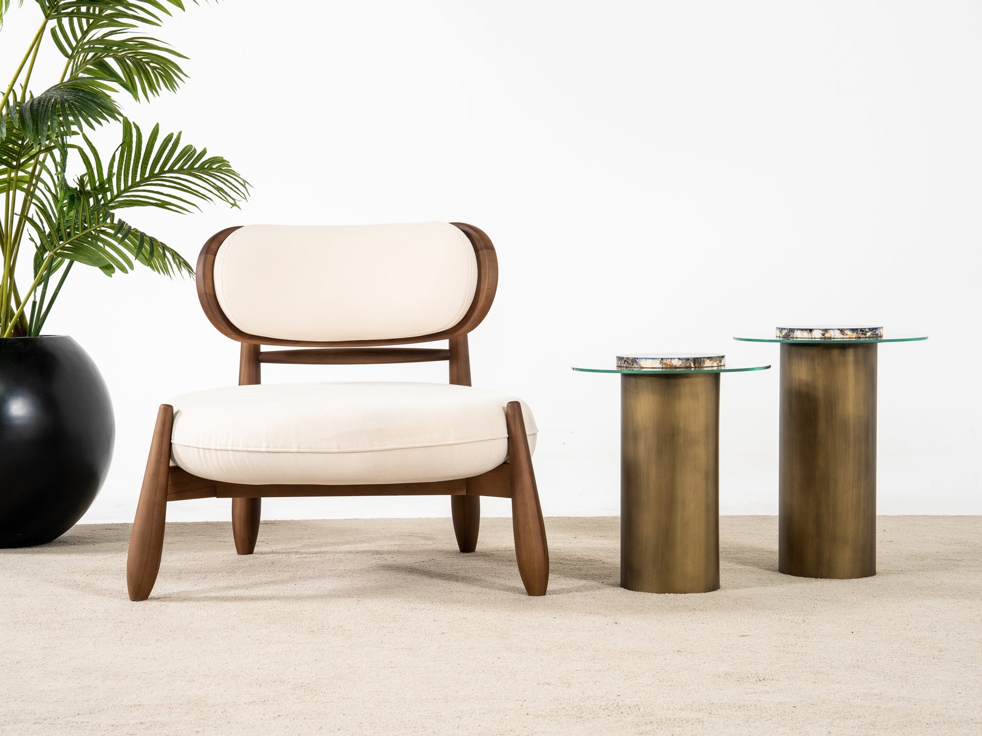 Couchtisch-Set Glasplatte Marmoroptik Messingoptik – CT2423 – Ahié