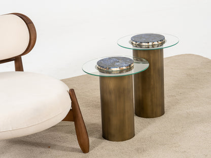 Couchtisch-Set Glasplatte Marmoroptik Messingoptik – CT2423 – Ahié