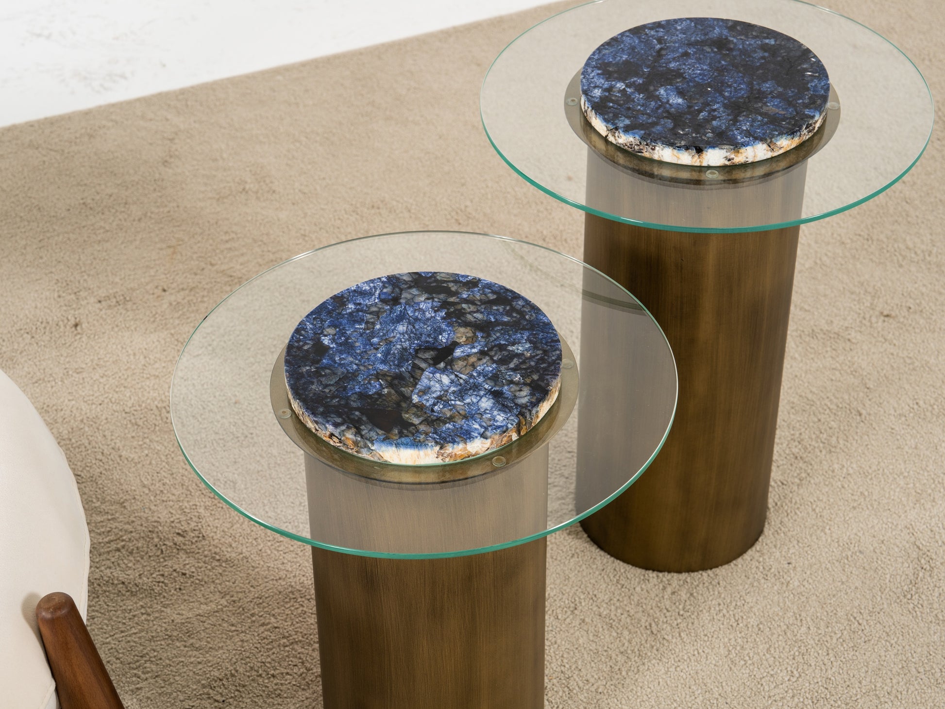 Couchtisch-Set Glasplatte Marmoroptik Messingoptik – CT2423 – Ahié