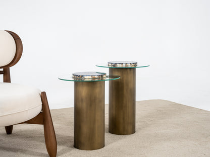 Couchtisch-Set Glasplatte Marmoroptik Messingoptik – CT2423 – Ahié