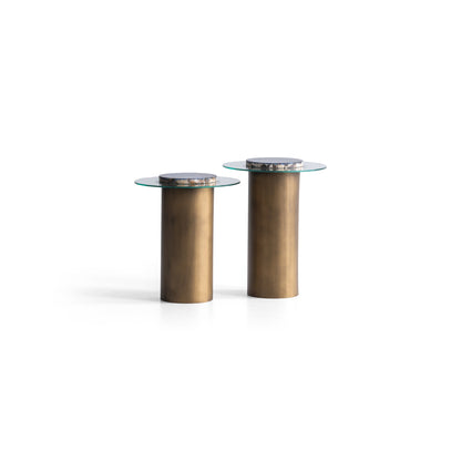 Couchtisch-Set Glasplatte Marmoroptik Messingoptik – CT2423 – Ahié