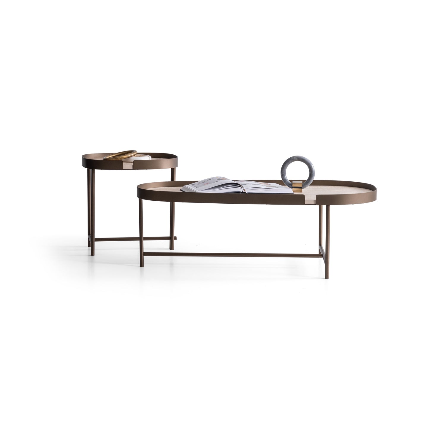 Couchtisch-Set Marmoroptik-Platte auf Messingoptik – CT2428 – Ahié