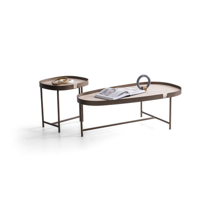 Couchtisch-Set Marmoroptik-Platte auf Messingoptik – CT2428 – Ahié