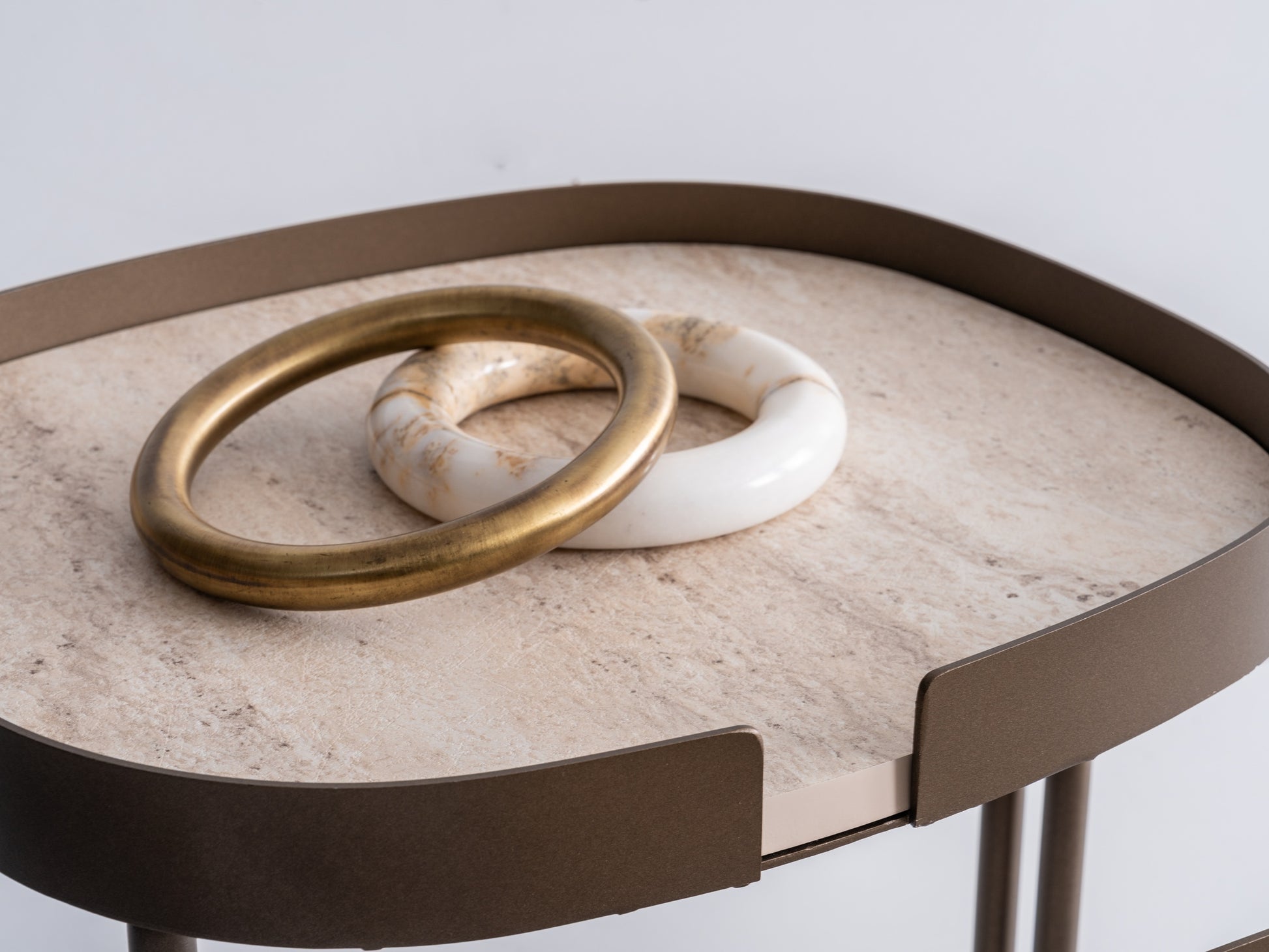 Couchtisch-Set Marmoroptik-Platte auf Messingoptik – CT2428 – Ahié