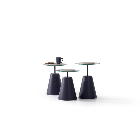 Beistelltisch-Trio Furnier und Glasplatte – CT2436 – Ahié