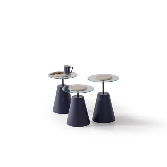 Beistelltisch-Trio Furnier und Glasplatte – CT2436 – Ahié