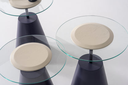 Beistelltisch-Trio Furnier und Glasplatte – CT2436 – Ahié