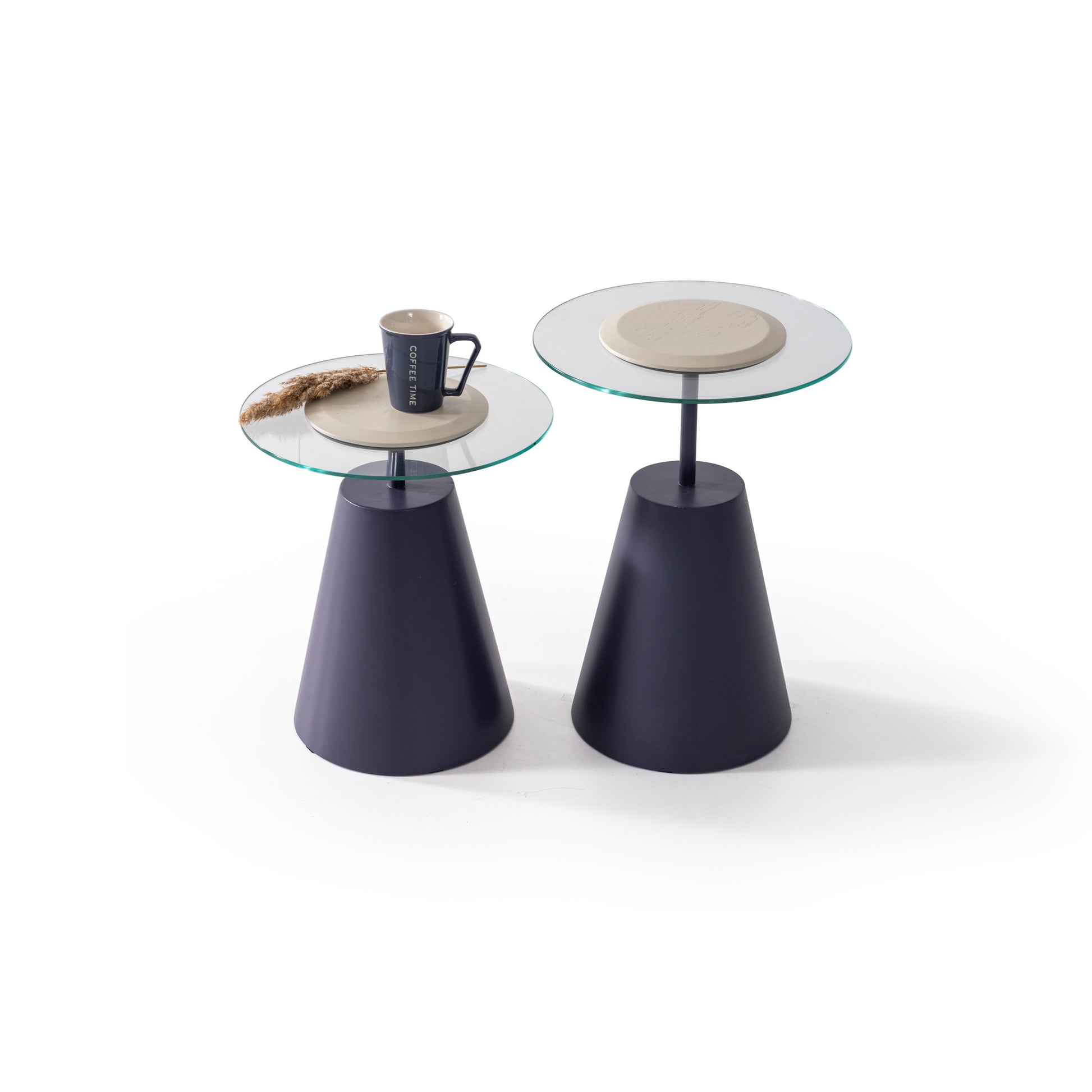 Beistelltisch-Trio Furnier und Glasplatte – CT2436 – Ahié