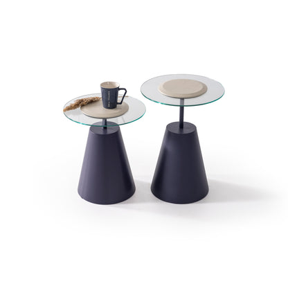 Beistelltisch-Trio Furnier und Glasplatte – CT2436 – Ahié