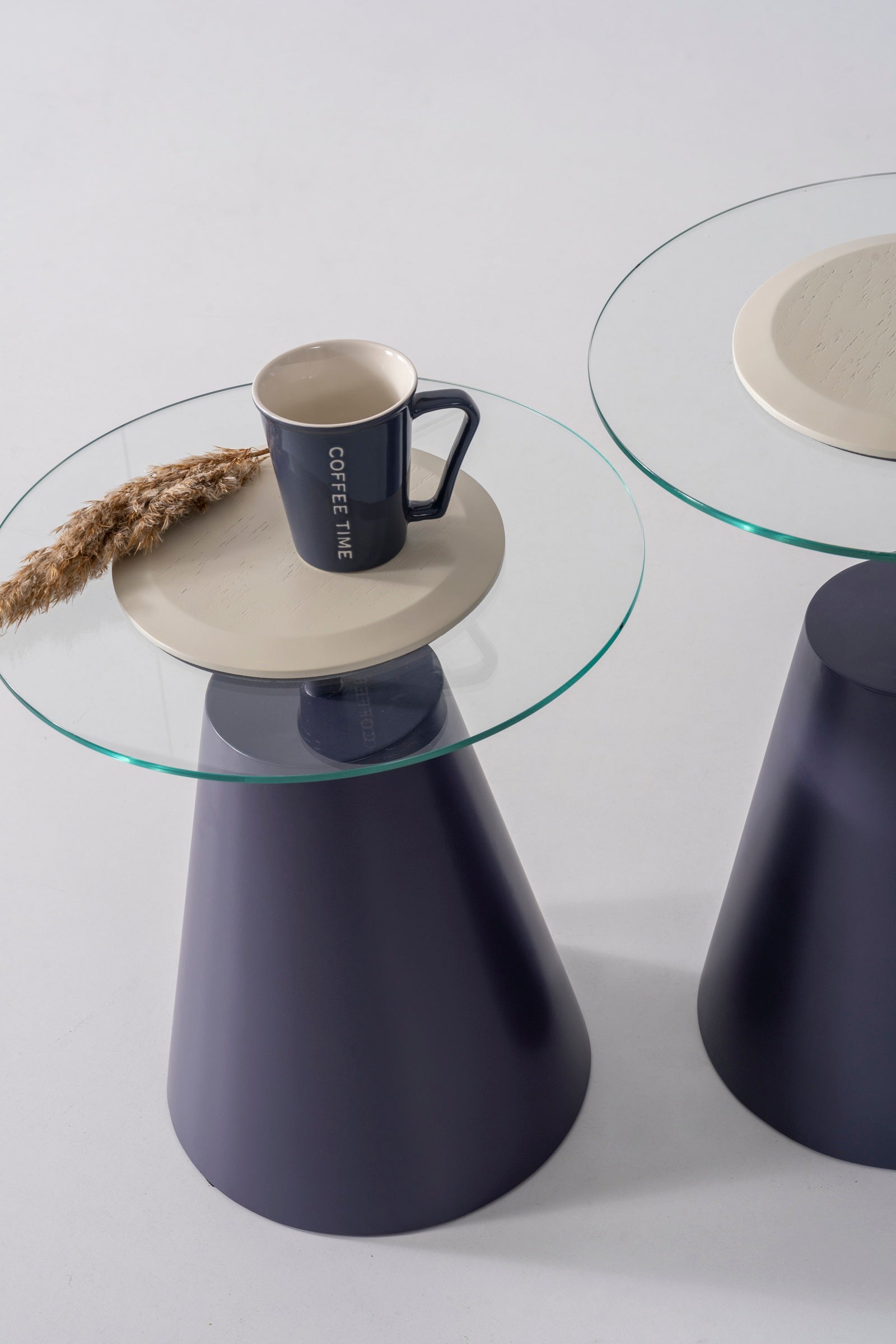 Beistelltisch-Trio Furnier und Glasplatte – CT2436 – Ahié