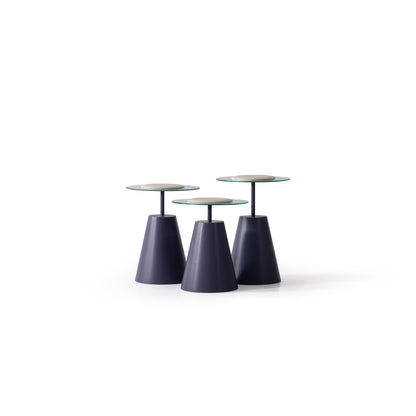 Beistelltisch-Trio Furnier und Glasplatte – CT2436 – Ahié