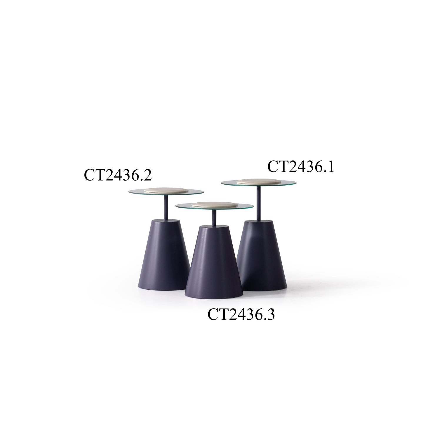 Beistelltisch-Trio Furnier und Glasplatte – CT2436 – Ahié