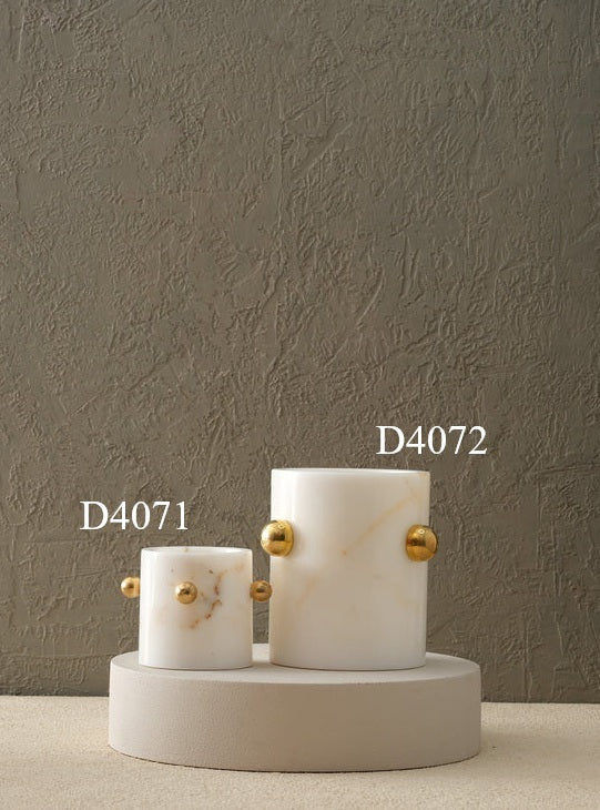 Marmorvasen 2er-Set mit Kugeldetail – Ahié