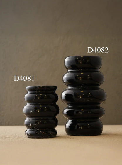 Schwarze Segmentvasen 2er-Set – Ahié