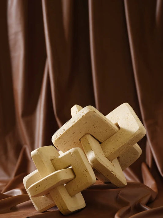 Travertinobjekte 2er-Set in Beige – Ahié