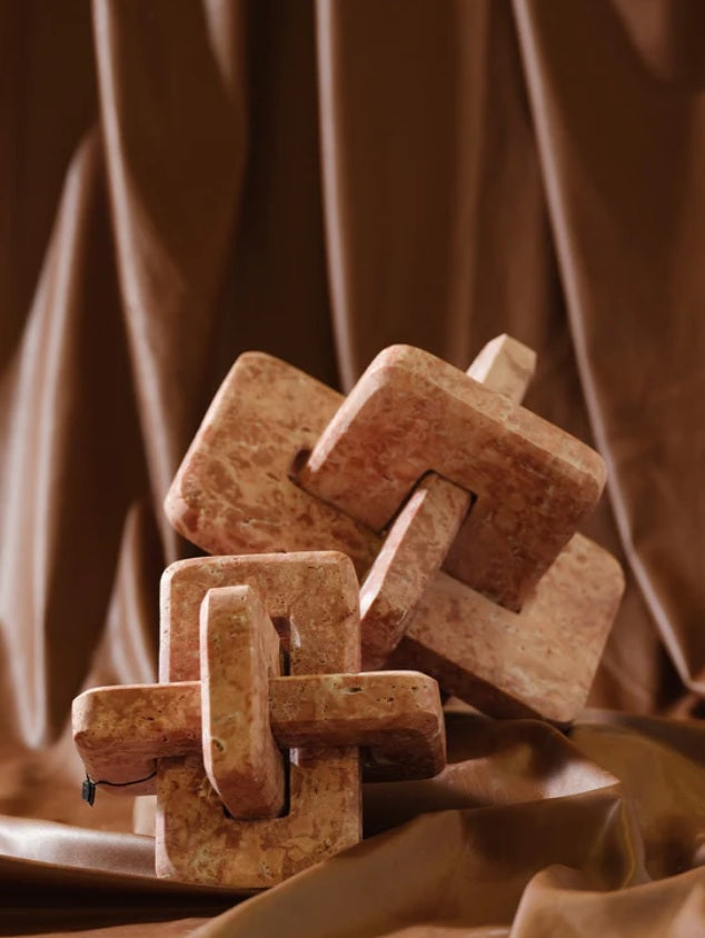 Travertinobjekte 2er-Set in Rosé – Ahié
