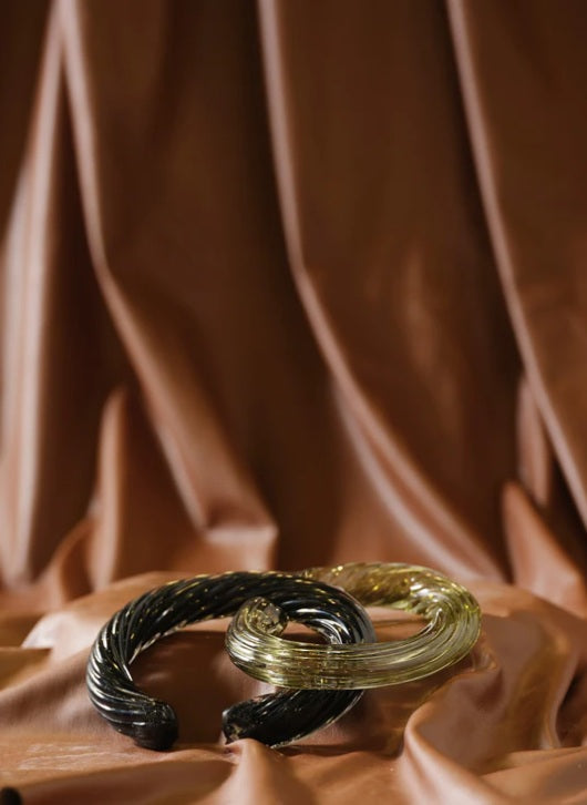 Muranoglas-Kette in Schwarz und Oliv – Ahié