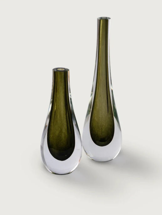 Glasvasen 2er-Set mit klarem Fuss – Ahié