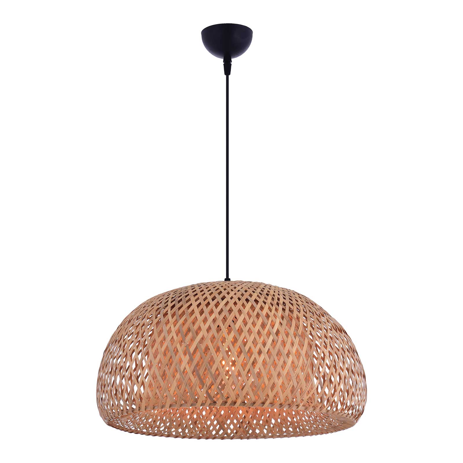 Pendelleuchte Rattan halbrund Gitter Lichtmuster Wohnzimmer Schweiz – Ahié