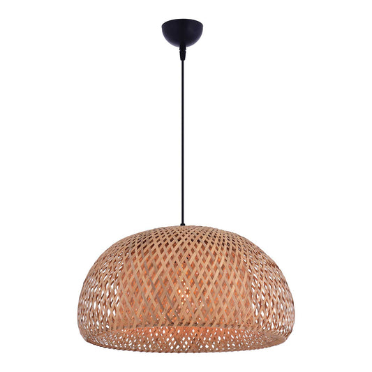 Pendelleuchte Rattan halbrund Gitter Lichtmuster Wohnzimmer Schweiz – Ahié