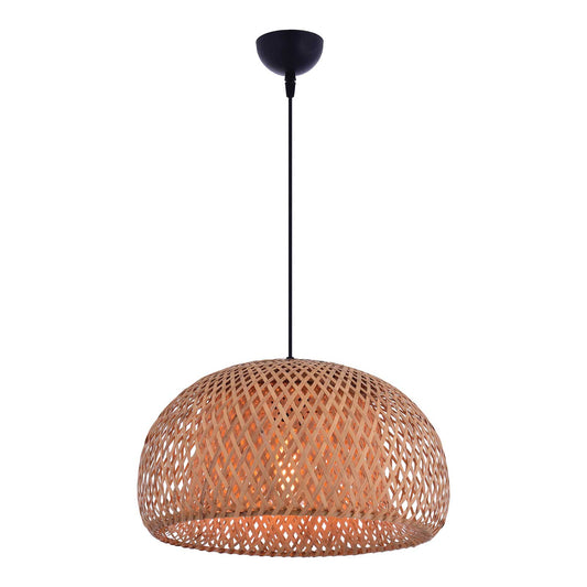 Pendelleuchte Rattan halbrund breit Esstisch Naturmaterial Schweiz – Ahié