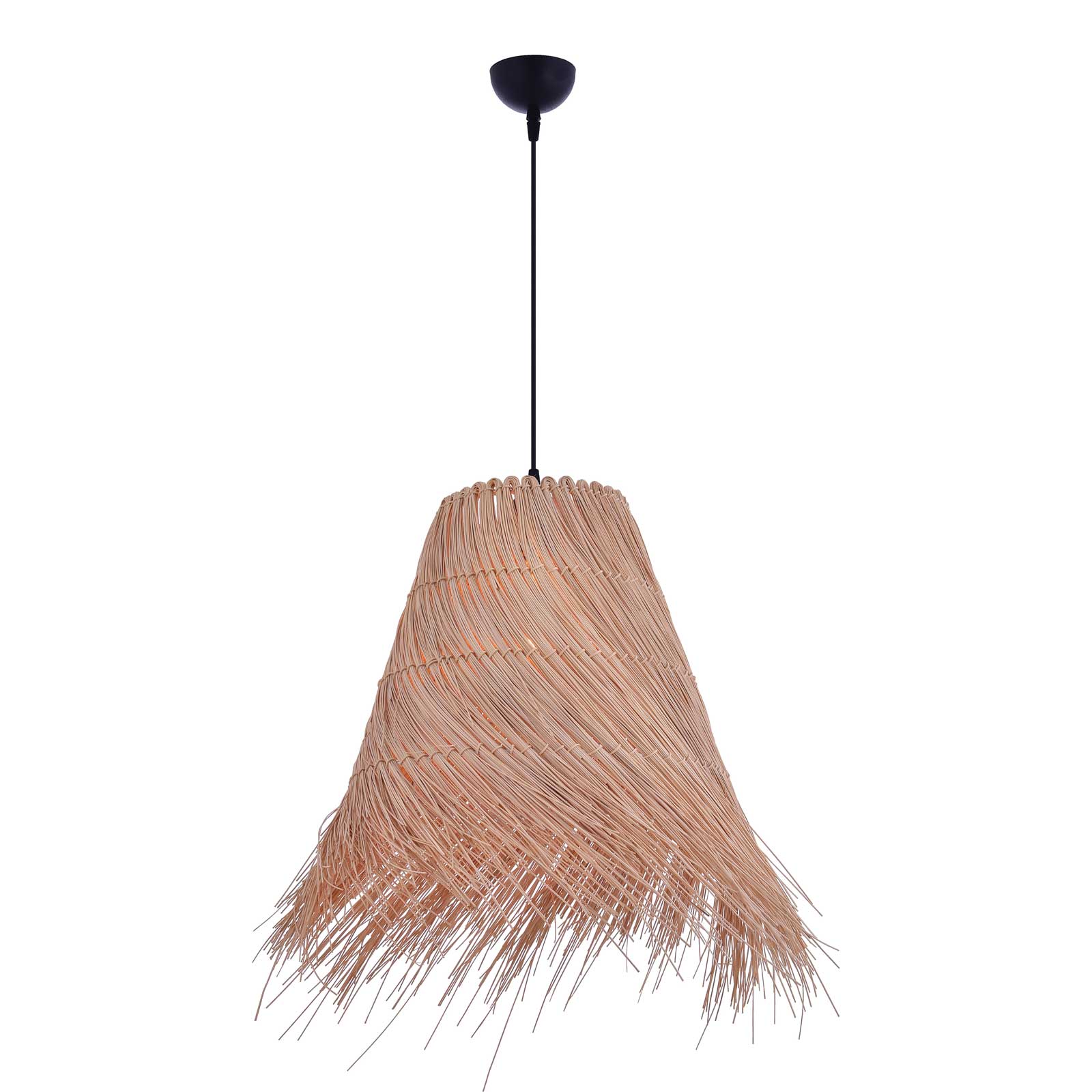 Pendelleuchte Rattan Fransen schlank pyramidal Esstisch Schweiz – Ahié
