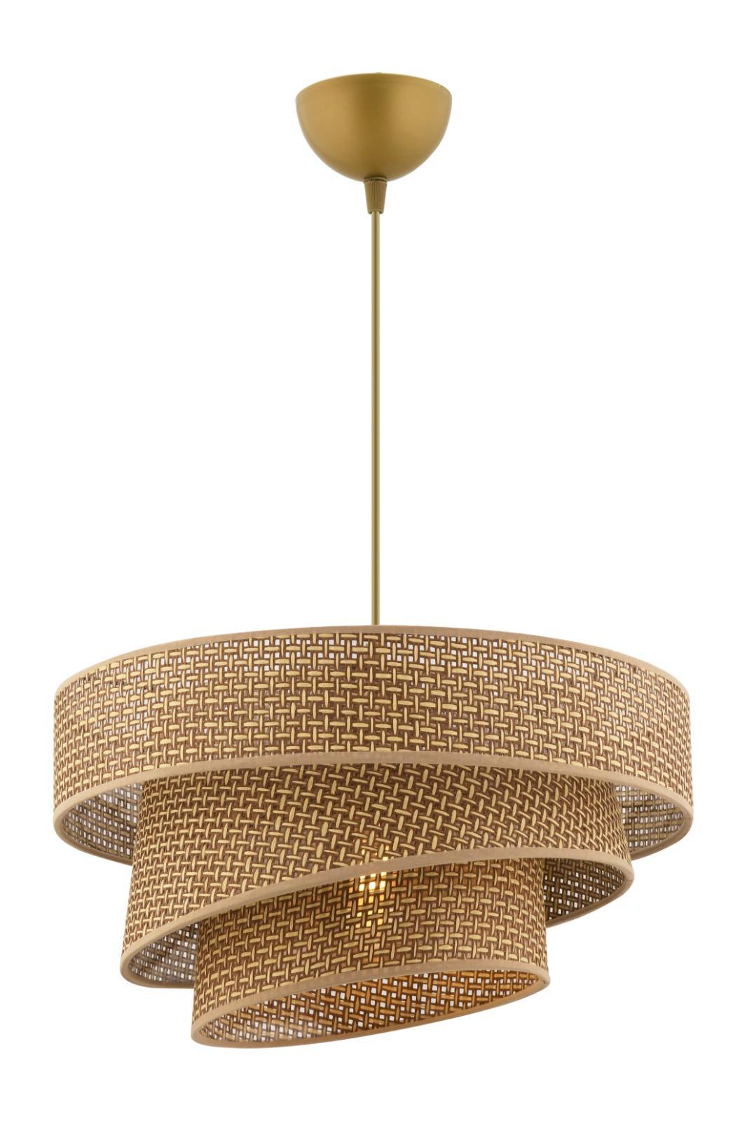 Pendelleuchte spiraliger Stufenschirm Rattan Esstisch Schweiz – Ahié