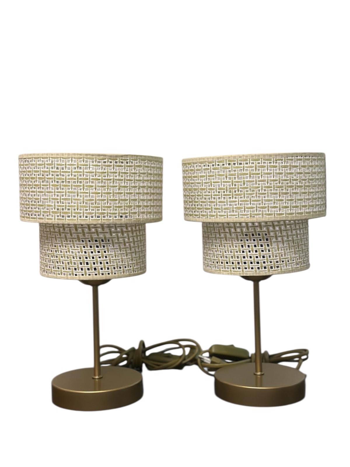 Tischleuchte gestufter Doppelschirm Rattan Sideboard Schweiz – Ahié