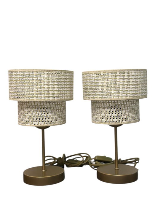 Tischleuchte gestufter Doppelschirm Rattan Sideboard Schweiz – Ahié