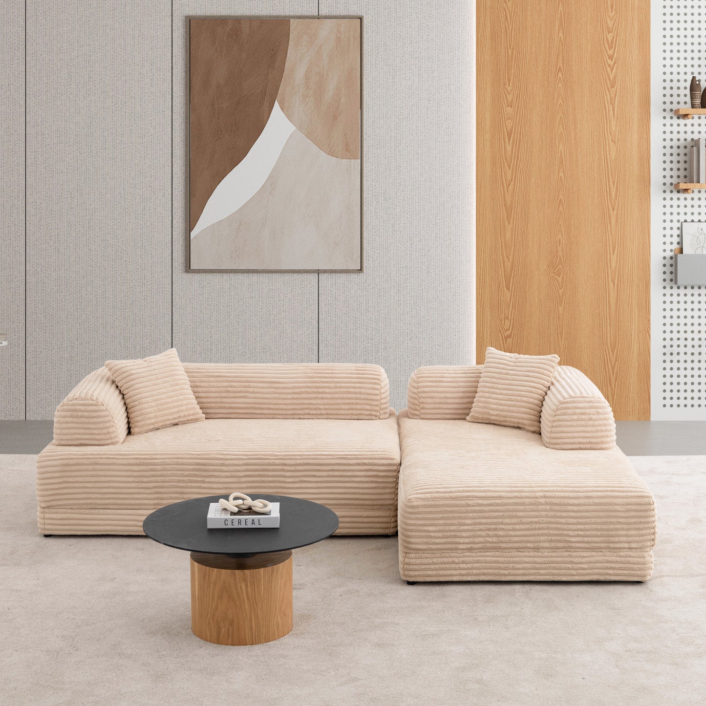 S0106 Ecksofa aus Feincord-Stoff