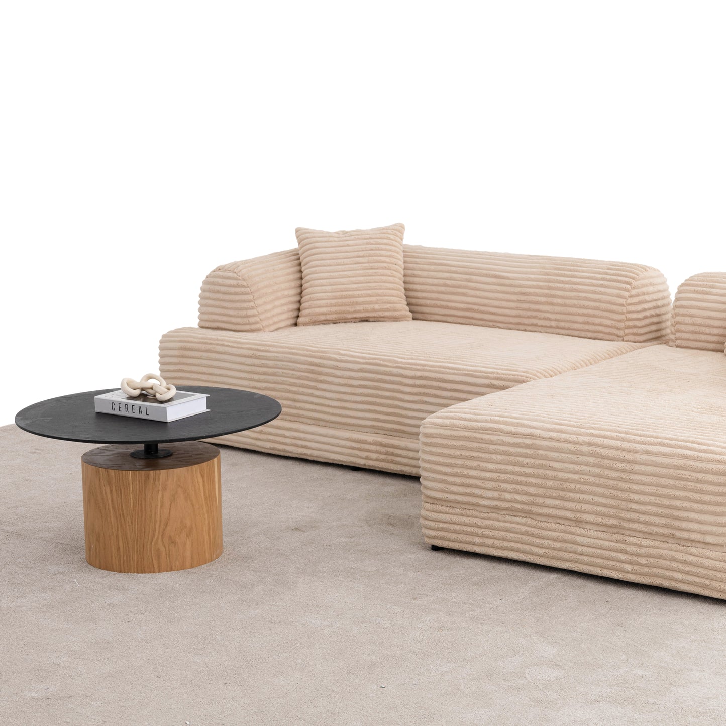 S0106 Ecksofa aus Feincord-Stoff