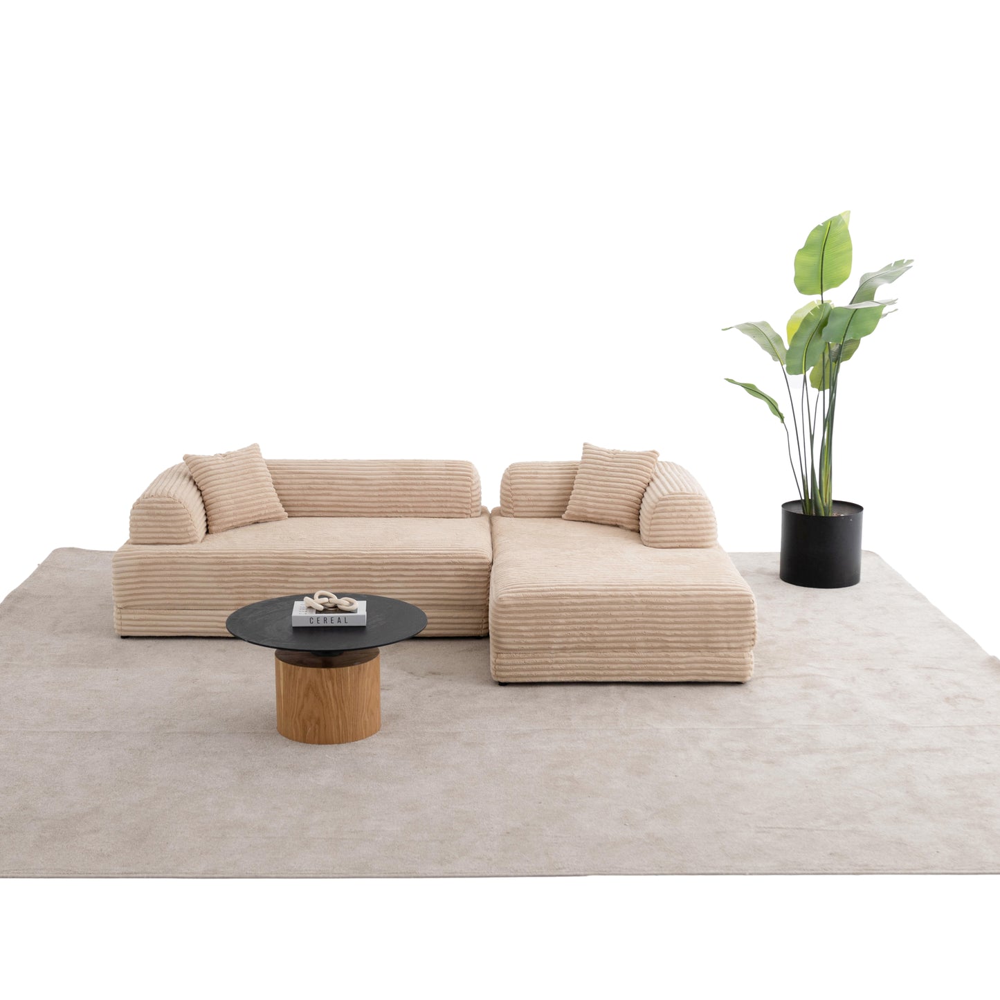 S0106 Ecksofa aus Feincord-Stoff