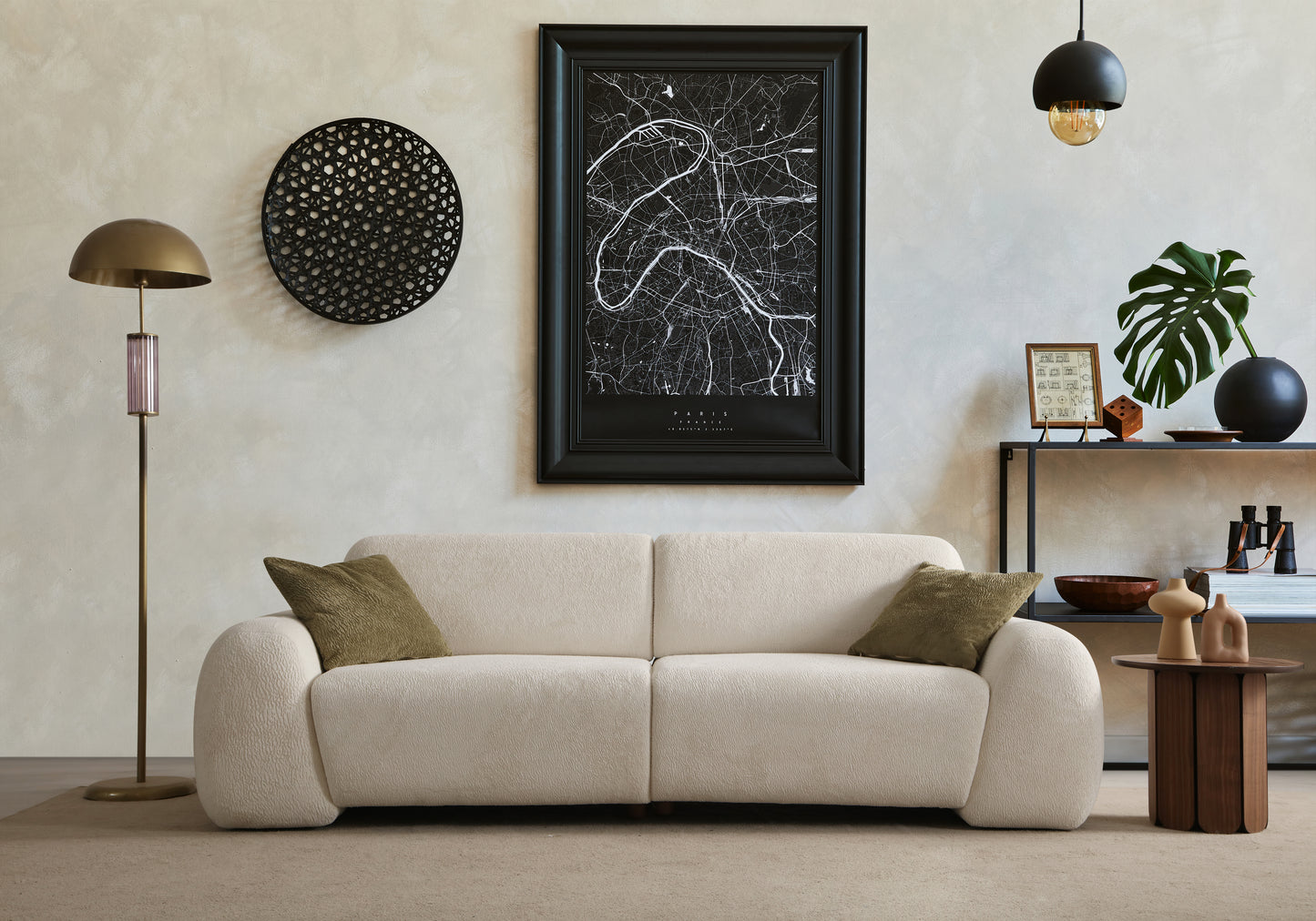 S0703 Gemütlichs Bouclé-Sofa