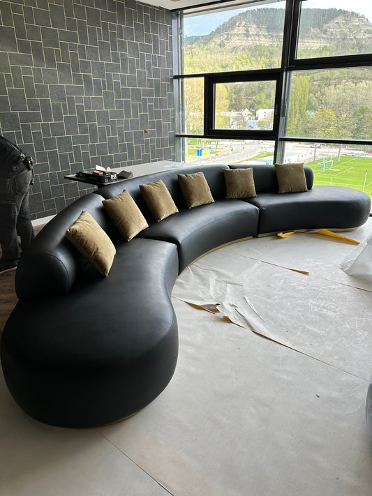 S2017 Ledersofa in geschwungener Form