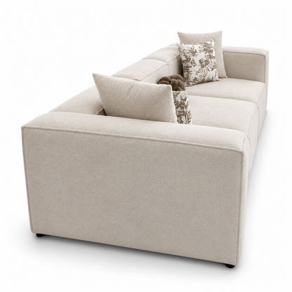 Ecksofa mit breiter Eckpolsterung – Heller Stoff