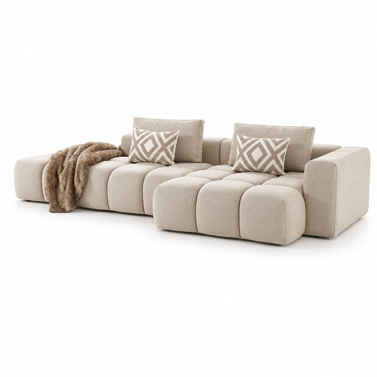 Ecksofa Eckpolsterung Lounge-Element gross Multiplex Buche Stoff Schweiz – Ahié
