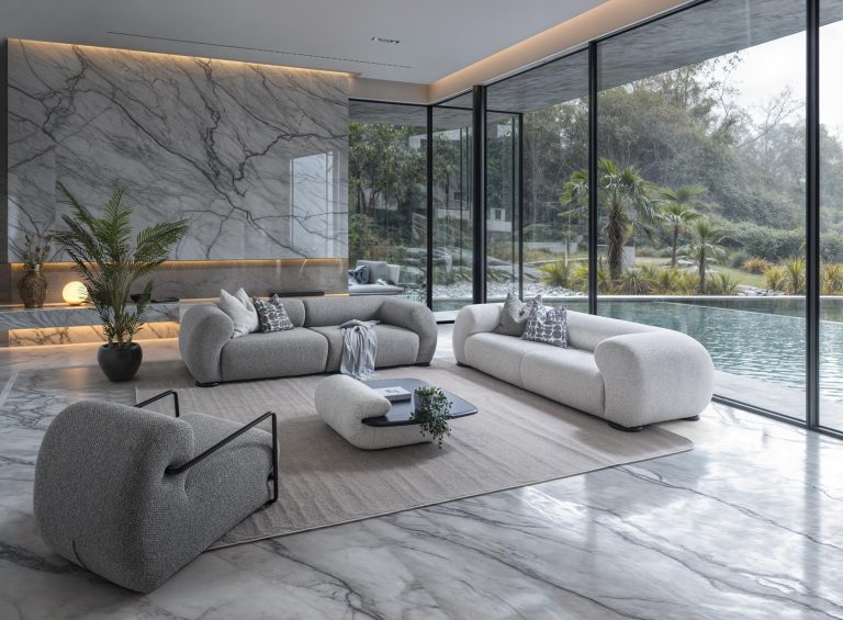 3-Sitzer Sofa mit deutlich ausgeformten Polsterkörpern – Ahié