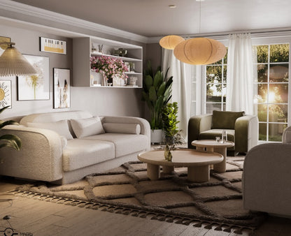 2-Sitzer Sofa mit sichtbar aufgebauter Polsterung – Ahié