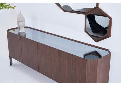 SB1201 Sideboard mit Glasplatte und Nussbaum